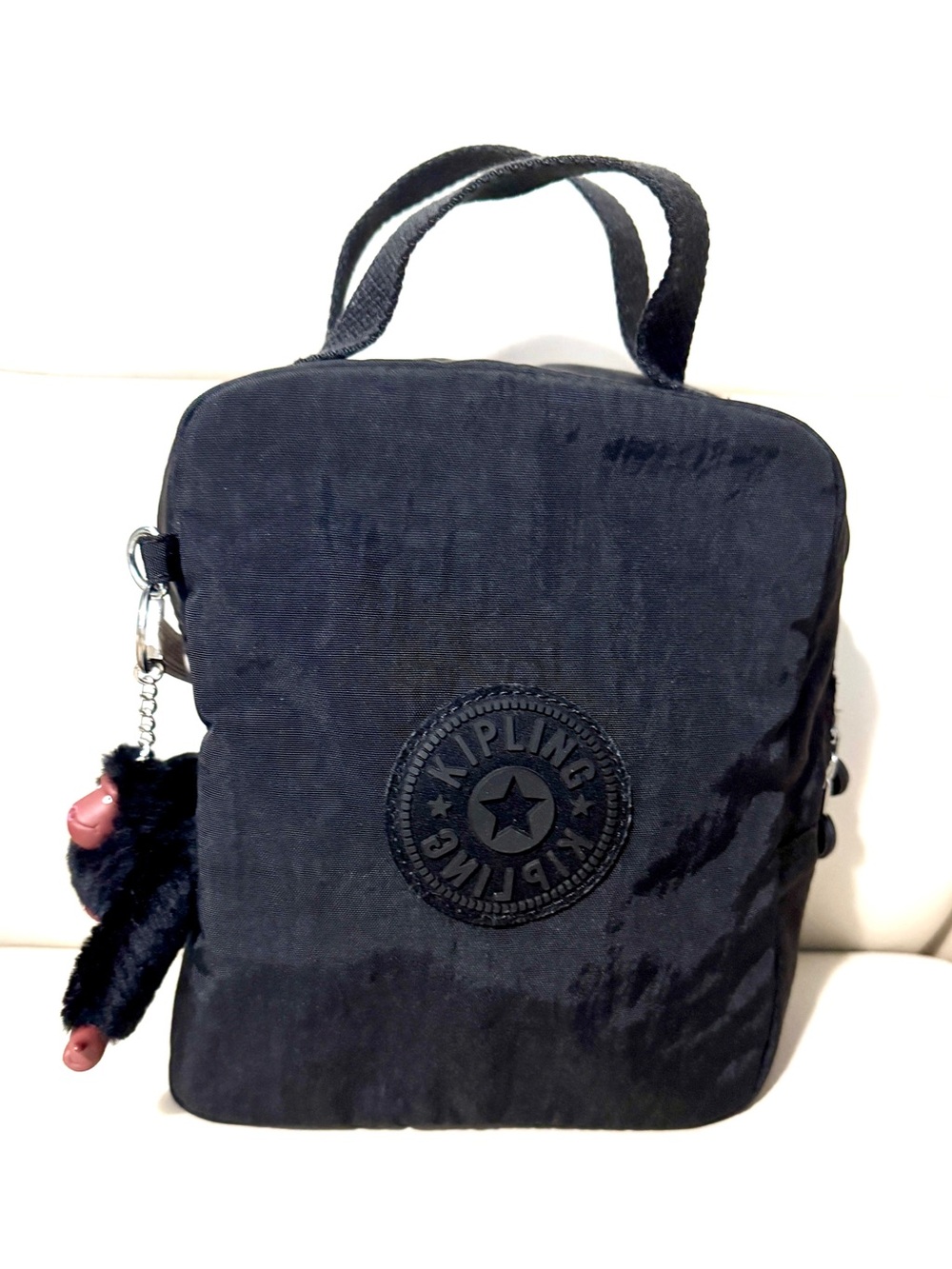Kipling Black Zippered Insulated Padded‎ Lunch Bag w/ Monkey